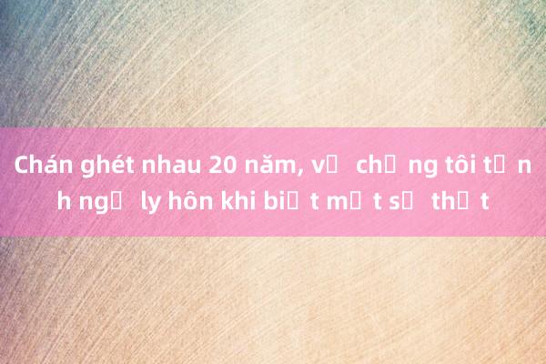 Chán ghét nhau 20 năm， vợ chồng tôi tỉnh ngộ ly hôn khi biết một sự thật